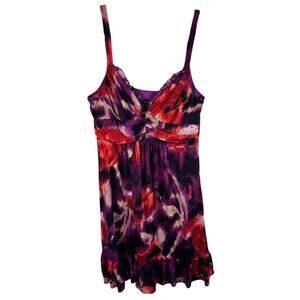 Bisou Bisou Michele Barbot Y2K V-Neck Lined Ruffled Knee Length Dress Size 14